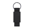 Porte-clés en aluminium mat avec lanière en cuir synthétique recyclé couleur noir