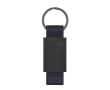 Porte-clés en aluminium mat avec lanière en cuir synthétique recyclé couleur bleu marine