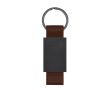 Porte-clés en aluminium mat avec lanière en cuir synthétique recyclé couleur marron