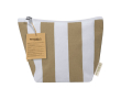 Trousse à rayures avec fermeture zippée en coton recyclé couleur beige