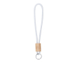 Porte-clés en cordon polyester coloré avec réglage en bambou couleur blanc