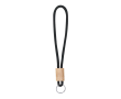 Porte-clés en cordon polyester coloré avec réglage en bambou couleur noir