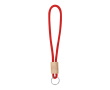 Porte-clés en cordon polyester coloré avec réglage en bambou couleur rouge