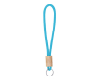 Porte-clés en cordon polyester coloré avec réglage en bambou couleur bleu ciel