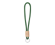 Porte-clés en cordon polyester coloré avec réglage en bambou couleur vert foncé