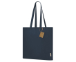 Sac à soufflet, anses longues renforcées en coton recyclé 140 g/m² couleur bleu marine