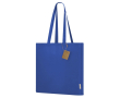 Sac à soufflet, anses longues renforcées en coton recyclé 140 g/m² couleur bleu