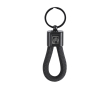 Porte-clés avec cordon en polyester et plaque métallisée pour marquage couleur noir