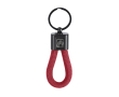 Porte-clés avec cordon en polyester et plaque métallisée pour marquage couleur rouge