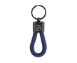 Porte-clés avec cordon en polyester et plaque métallisée pour marquage couleur bleu marine