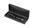 Stylo rotatif en aluminium avec étui en PU et encre bleue couleur noir