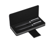 Set stylo-bille et roller en acier inoxydable avec étui et encre bleue couleur noir