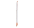 Stylo en aluminium recyclé avec détails en or rose et encre bleue couleur blanc