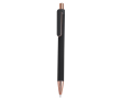 Stylo en aluminium recyclé avec détails en or rose et encre bleue couleur noir