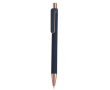 Stylo en aluminium recyclé avec détails en or rose et encre bleue couleur bleu marine