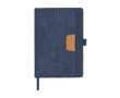 Carnet A5 en velours côtelé avec poche et porte-stylo, pages unies couleur bleu pétrole