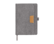 Carnet A5 en velours côtelé avec poche et porte-stylo, pages unies couleur gris clair