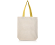 Sac en coton avec soufflet inférieur et poignées colorées 180 g/m² couleur jaune