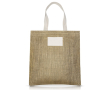Sac en jute avec anses en coton et tissu à finition en zigzag couleur vert olive