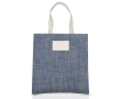 Sac en jute avec anses en coton et tissu à finition en zigzag couleur bleu roi