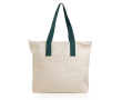 Sac en coton canvas avec fermeture et poignées colorées 280 g/m² couleur vert foncé
