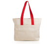 Sac en coton canvas avec fermeture et poignées colorées 280 g/m² couleur rouge