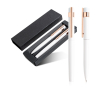 Set stylo-bille et roller avec détails dorés rose, encre noire couleur blanc