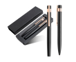 Set stylo-bille et roller avec détails dorés rose, encre noire couleur noir