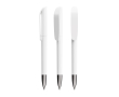 Stylo en plastique avec détail métallique chromé et encre noire BIC® couleur blanc