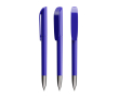 Stylo à bille en plastique avec partie chromée et encre bleue BIC® couleur bleu