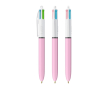 Stylo à bille en plastique BIC® avec 4 encres aux couleurs originales couleur rose pastel