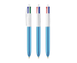 Stylo bille en plastique finition métallique, encre 4 couleurs BIC® couleur cyan