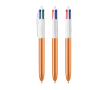 Stylo bille en plastique finition métallique, encre 4 couleurs BIC® couleur orange