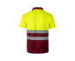 Polo bicolore réfléchissant de travail en polyester 160 g/m² couleur bordeaux