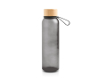 Bouteille en plastique recyclé mate avec bouchon en bambou, 350 ml couleur noir