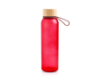 Bouteille en plastique recyclé mate avec bouchon en bambou, 350 ml couleur rouge