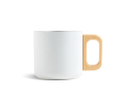 Tasse à double paroi en acier inoxydable avec anse en bois, 350 ml couleur blanc