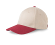 Casquette de sport bicolore structurée à 6 panneaux en coton 250 g/m² couleur bordeaux