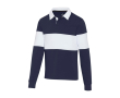 Polo unisexe en coton biologique style rugby 280 g/m² Elevate NXT couleur blanc/bleu