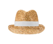 Chapeau en paille naturelle respirant avec ruban personnalisable couleur blanc