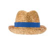 Chapeau en paille naturelle respirant avec ruban personnalisable couleur bleu roi