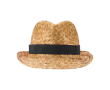 Chapeau en paille naturelle respirant avec ruban personnalisable couleur noir