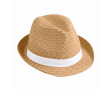 Chapeau de paille unisexe à bord court avec ruban couleur camel