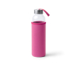 Gourde en verre avec housse en néoprène et sangle de transport 500ml couleur fuchsia