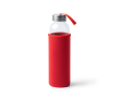 Gourde en verre avec housse en néoprène et sangle de transport 500ml couleur rouge
