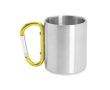 Tasse métallique à double paroi avec anse mousqueton colorée 230ml couleur jaune