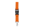 Tour de cou en polyester avec mousqueton et porte-clés, coloris couleur orange