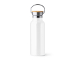 Bouteille en inox avec couvercle en bambou et anse pliable 500ml couleur blanc
