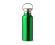 Bouteille en inox avec couvercle en bambou et anse pliable 500ml couleur vert pastel