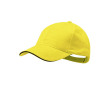 Casquette en coton peigné 6 panneaux avec détail sur la visière couleur jaune